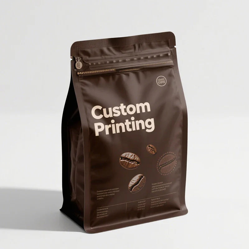 PET Flat Bottom Square Tin Tie Foil Moisure-proof Coffee Food Tea Packaging Bag With Valve Zipper