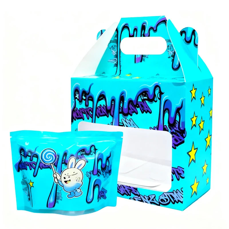 Halloween 3.5g 7g 14g Resealable Die Cut Edible Ziplock Bags Handle Packaging Box Set With PET Window