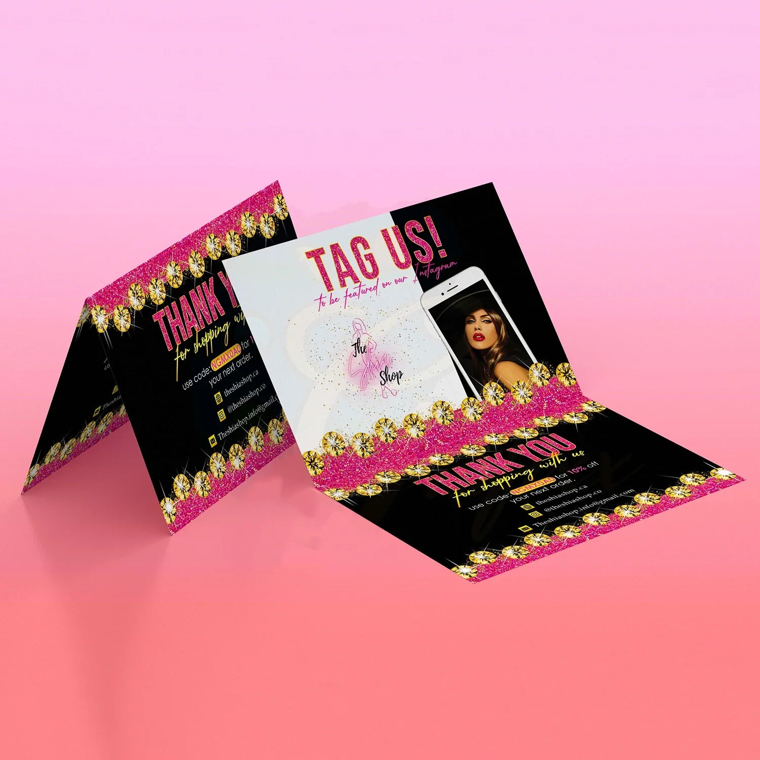 Personalised Custom Gold Foil Printing Brand Logo Luxury Packaging Transparent PVC Thank You Cards Purchase for Small Business