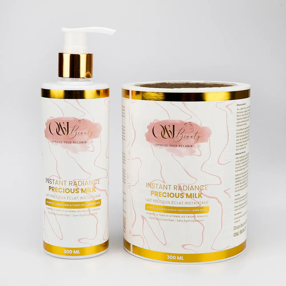 Custom Cosmetics Etiqueta Gold Foil Skincare Waterproof Adhesiva Personalizada Pegatina Logo Stickers Roll Labels for Packaging