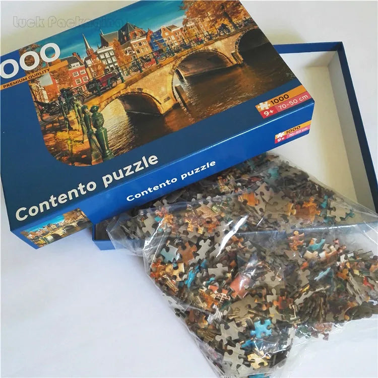 Wholesale Cheap Custom Large 1000 Pieces Cardboard Adult Jigsaw Puzzles with Box Manufacturer