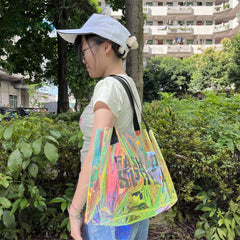 Wholesale Laser Holographic PVC Tote Bags Fashion Shopping PVC Holographic Shoulder Bag