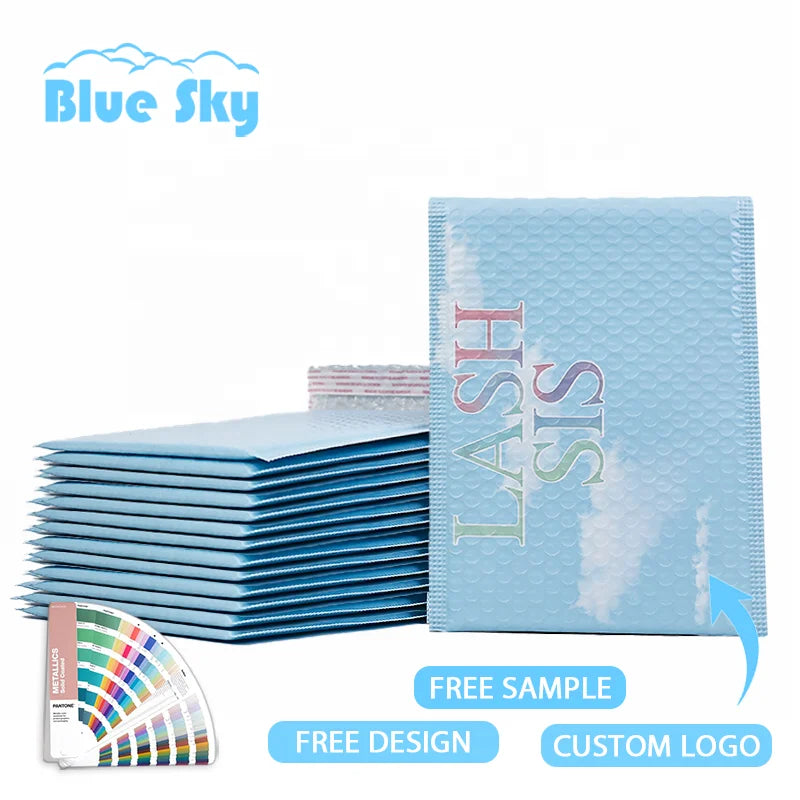 OEM/ODM Customized Print Blue Bubble Mailer Bags with Logo Eco-Friendly Bubble Wrapping Bags Pouches for Brand Packaging Mailers