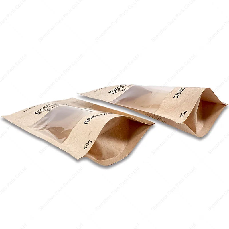 Nut Bag Packaging Compostable Tea Spices Doypack Stand-up Package Snack Recycle Kraft Dry Fruit Dried Nuts Pouches