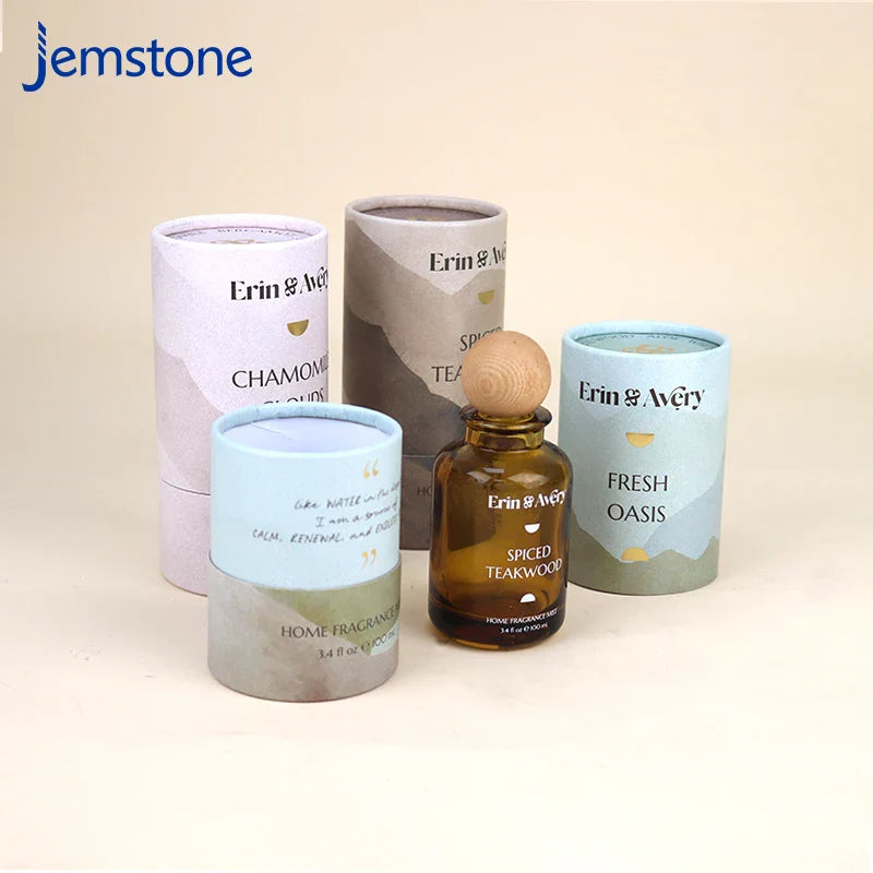 Custom Printed Cosmetic Cardboard Cylinder Powder Packaging Box Skincare Essential Oil Paper Tube for Perfume Bottle