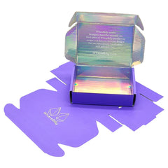 Luxury Holographic Paper Packaging Cardboard Custom Logo Iridescent Pink Hologram Mailer Shipping Boxes