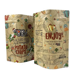 Custom Brown Kraft Paper Bag Stand up Pouch Potato Chips Snack Christmas Packaging Oat Biscuit Tea Biodegradable Zipper Bag