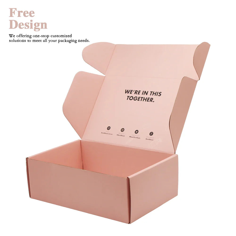 Customizable Recycled Portable Luxury Pink Cosmetic Perfume Postal Packing Paper Cardboard Packaging Boxes for Shipping