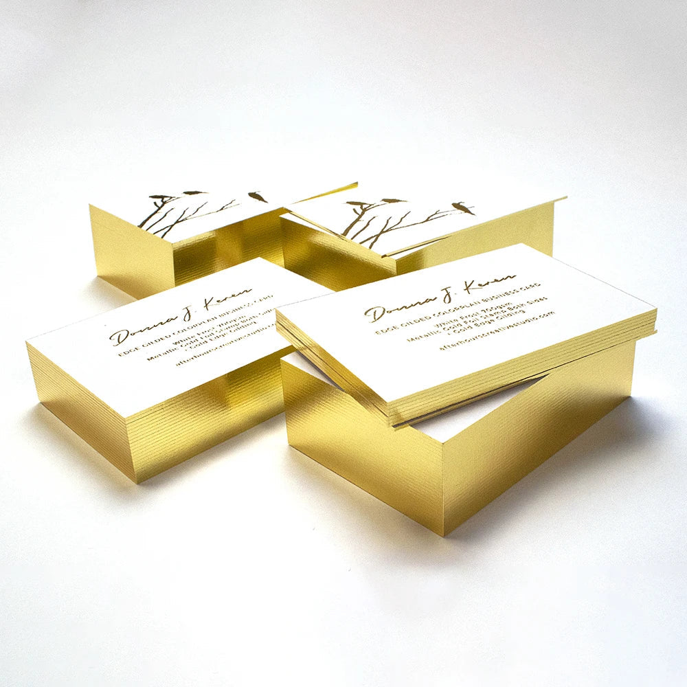 Custom Logo Luxury Black Gold Foil Edge Business Card Golden Border Name Card for Middle East Salon Spa Business