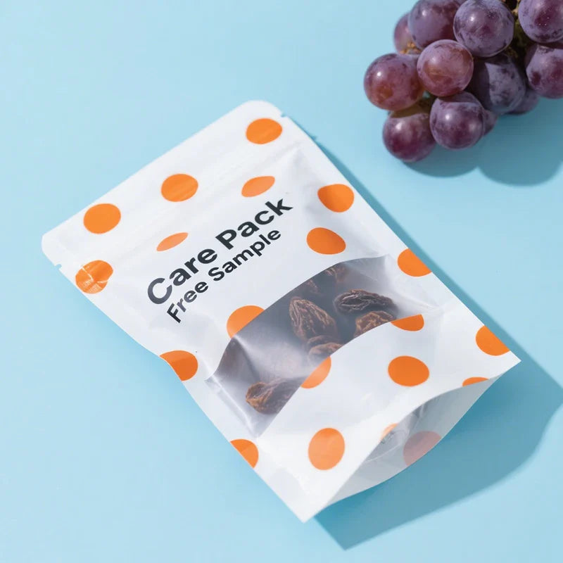 PE Anti-Child 3g 7g 14g Cut Out Soft Candy Resealable Edible Portable Bag with clear Window and Zip