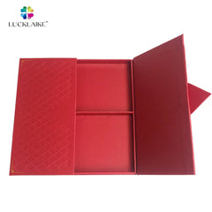 Luxury Custom Box Wedding Red Rigid Magnetic Close Double Door Opening Paper Gift Boxes Packaging with logo for Present