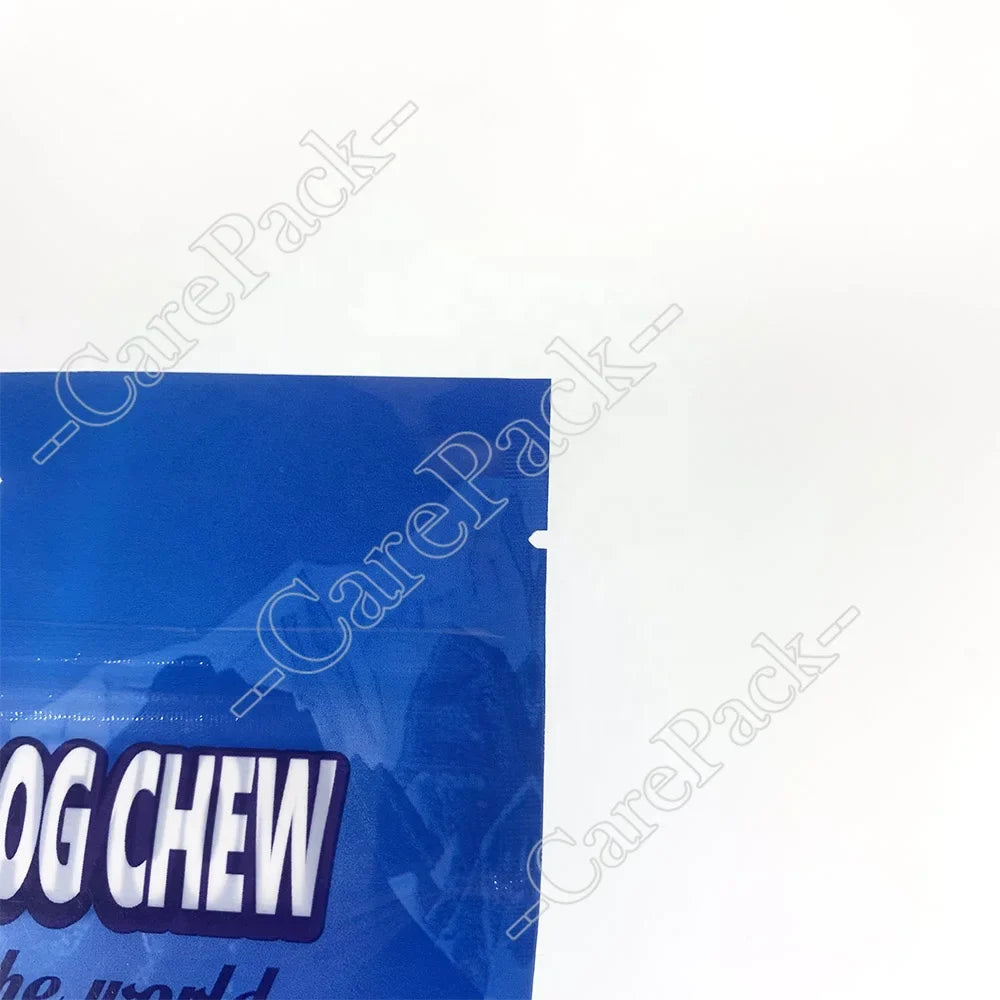 Custom Plastic Stand up Pouch Clear Transparent Pet Dog Cat Treat Chew Snack Food Packaging Zipper Bag