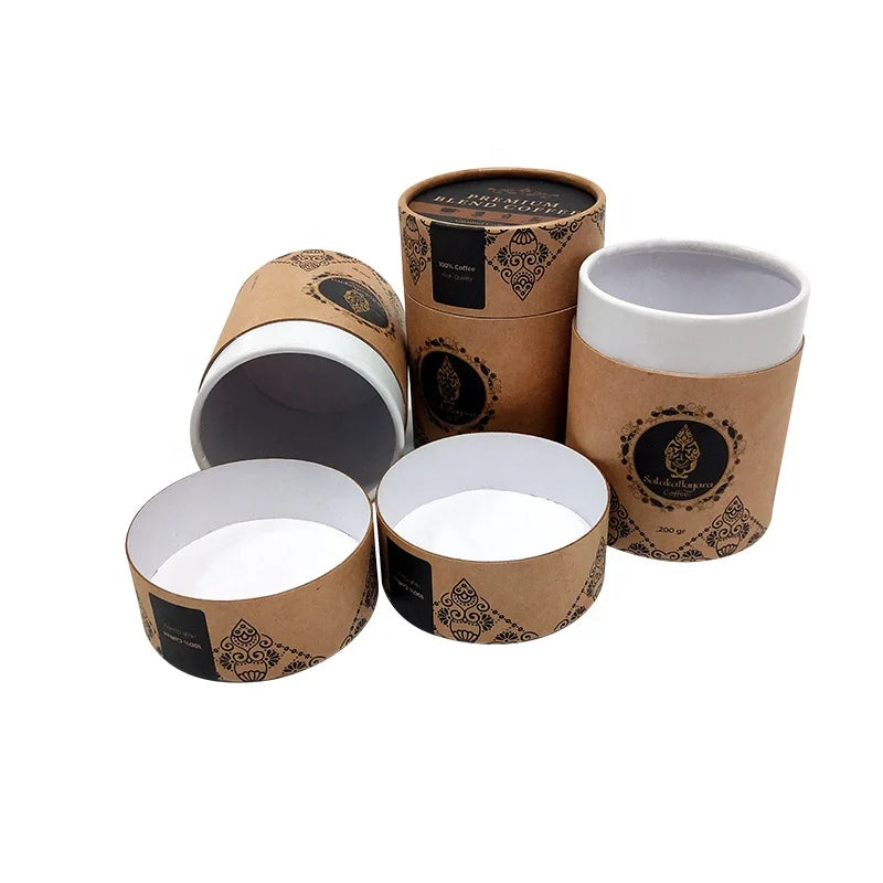 Free Design Empty Foundation Custom Gift Cylinder Paper Tube Round Kraft Paper Coffee Food Tube Packaging