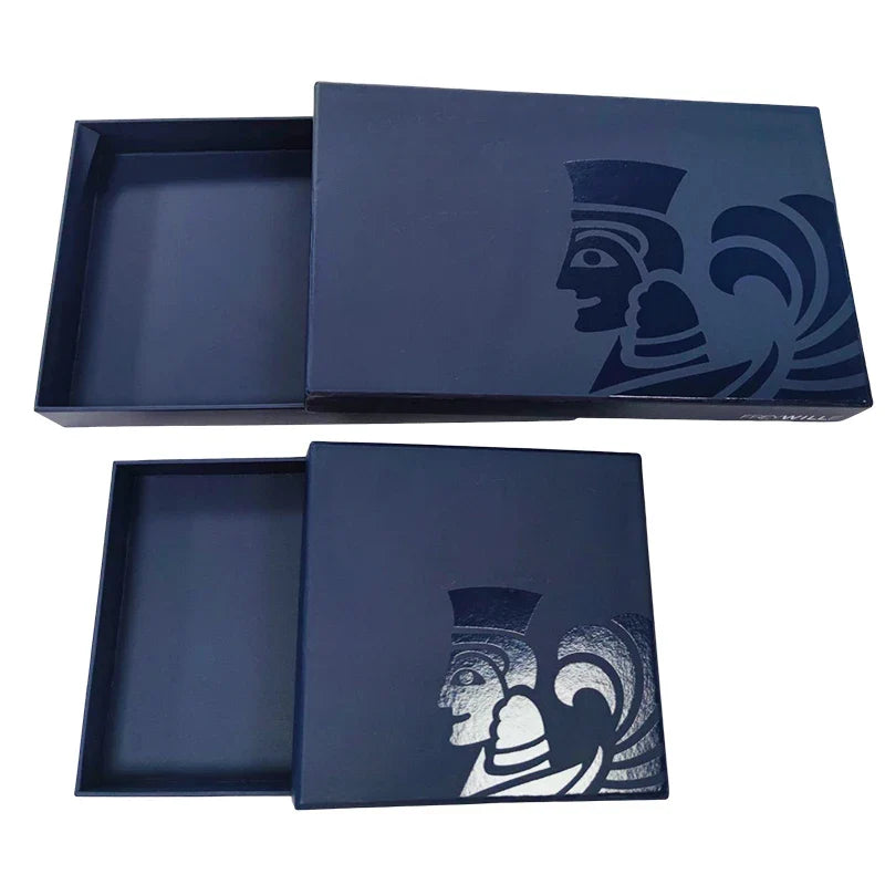 Customised UV Printing Paper Top and Bottom Cardboard Wallet Black Lid and Base Gift Boxes Jewelry Leather Belt Box Packaging