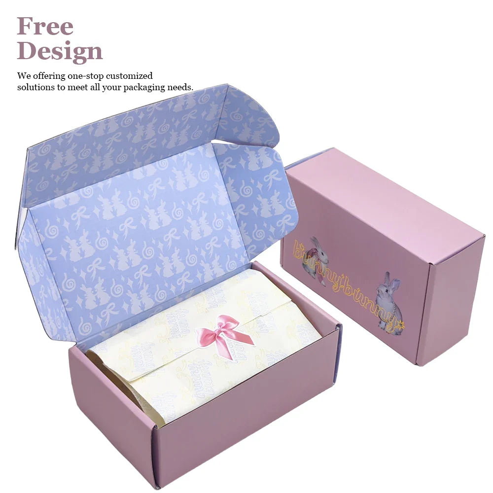 Luxury Holographic Paper Packaging Cardboard Custom Logo Iridescent Pink Hologram Mailer Shipping Boxes