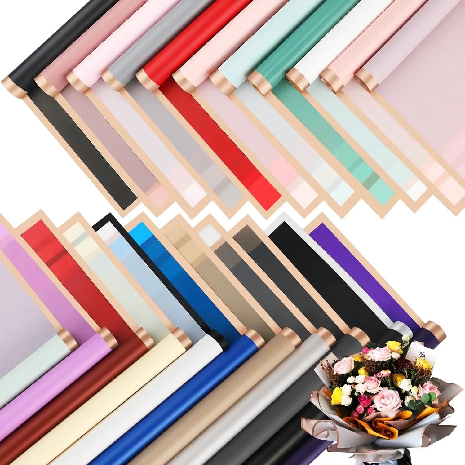 Korean Bouquet Wrapping Paper Flower Phnom Penh Jelly Film Waterproof Translucent Gold Edge Luxury Wrapping Paper for Flowers