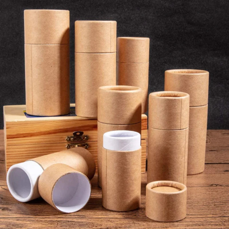 Customized Eco Round Box Empty 500ml 100ml 50ml Biodegradable Kraft Swab Packaging Tubes