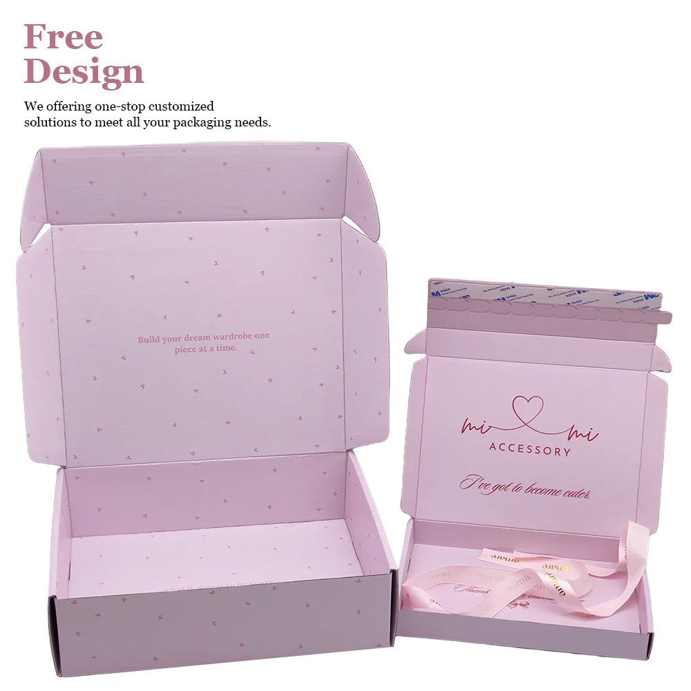 EU Wholesale Custom Logo Printed Small Size Unique Corrugated Shipping Boxes Cardboard Skincare Mailer Clothing Packing Box