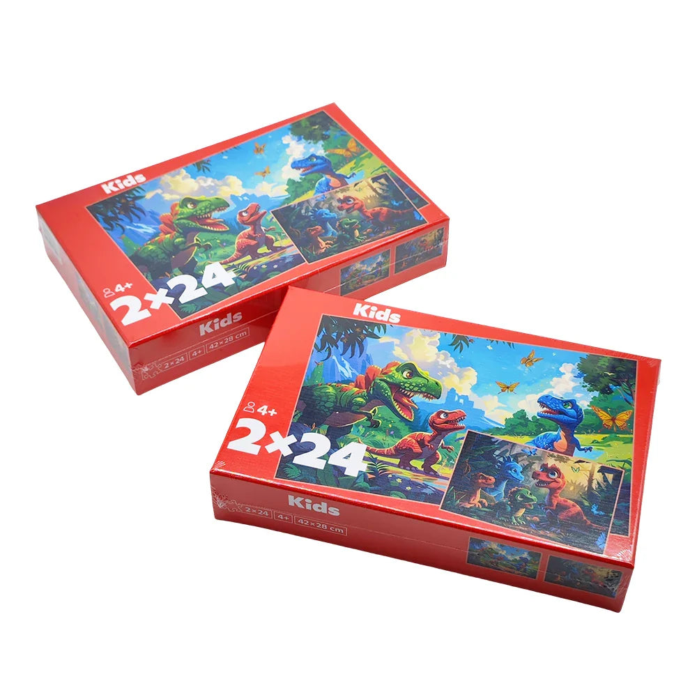 Custom Photo Dinosaur Design 24 Pieces Double-sided Printing Children's Kids Puzzle Toys Games with Box