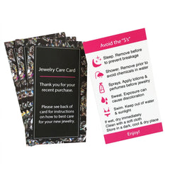 Professional Custom Printing Luxury Gold Foil White Black Paper Jewelry Care Instructions Card Thank You Card for Small Business