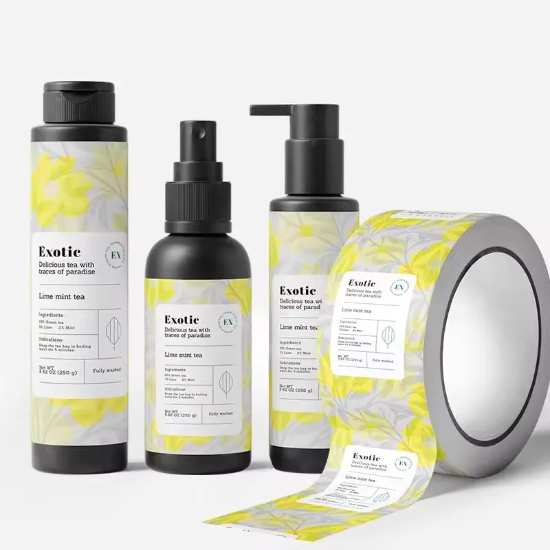 Custom Recyclable Waterproof Logo Cosmetics Vinyl Label Gold Foil Shampoo Stickers Roll Printing Packaging Labels for Bottles