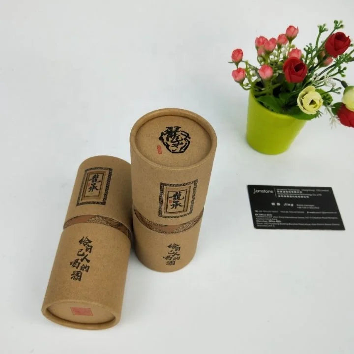 Food Grade  Cardboard Box Cylinder Kraft Paper Tube Packaging for Tea ,Wine,Dried Fruits