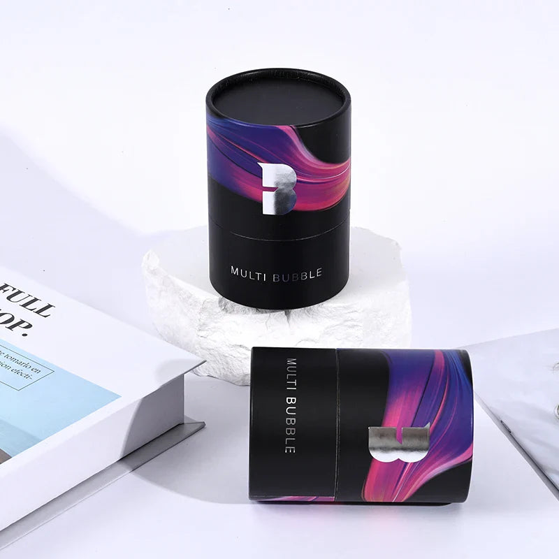 Custom Round Food    Packaging Bottles Luxury Cardboard Tube Black Push up Gold Foil Paper Tube Box Packaging