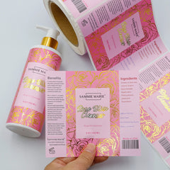 Waterproof Custom Printing Adhesive Vinyl Gold Foil Logo Sticker Label Printing and Design Services Labels for Bottles Packaging