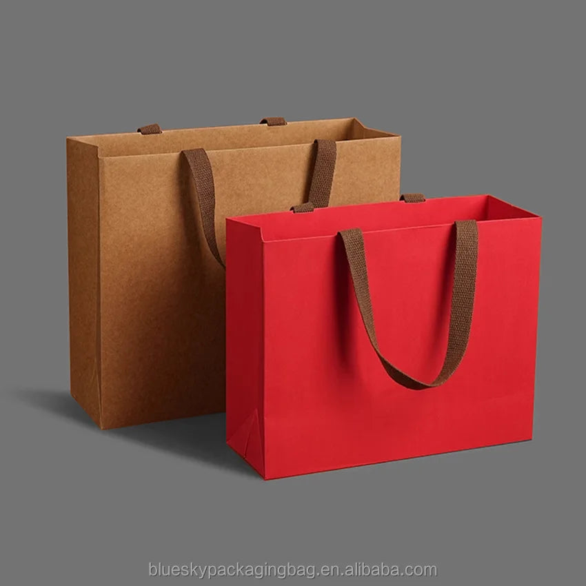 OEM/ODM Custom Paper Bag with Logo Paper Shopping Tote Bag with Long Handle Paper Bags for Brand Packaging Promotional Gifts Bag