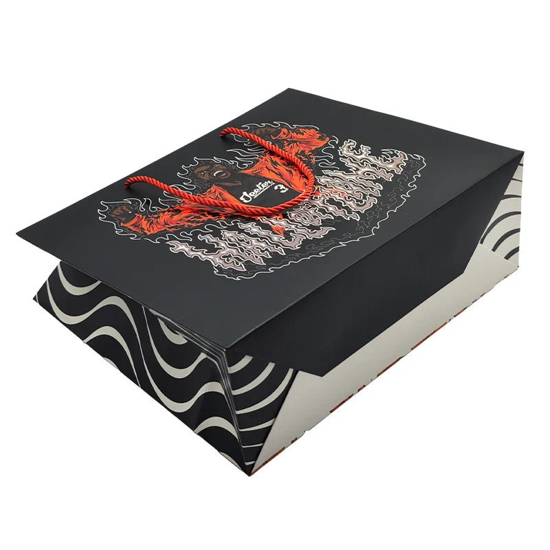 Wholesale Luxury Black Shoes Clothes Packaging Paper Bags Printed Custom Logo Clothing Shopping Gift Jewelry Wine Paper Bag