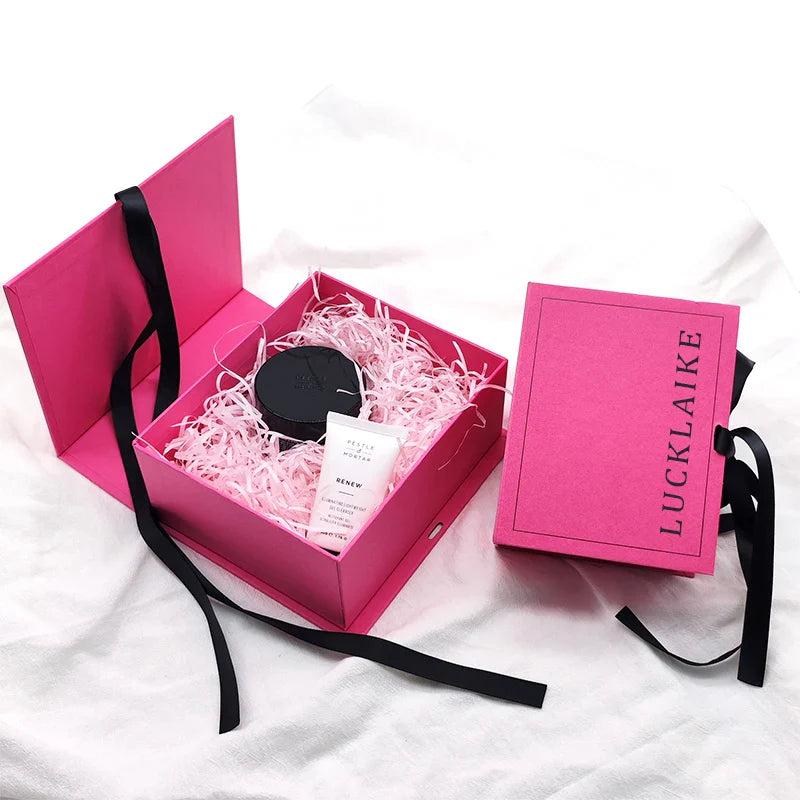 Custom Rigid Book Shaped Coffret Cajas Cardboard Packaging Paper Box Cadeau with Ribbon Boxes for Packiging