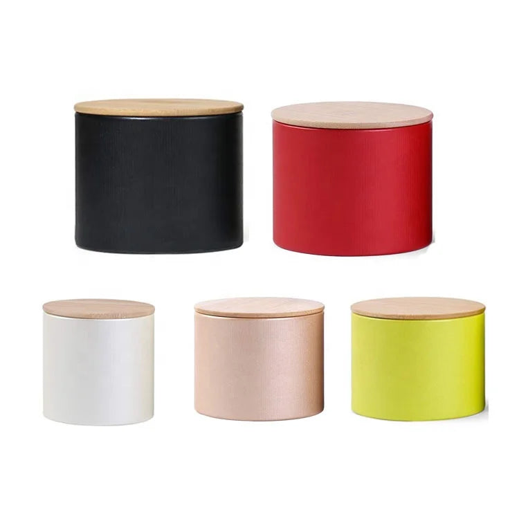 Custom Printed Cylinder Tea Tube Box Packaging Cardboard Paper Tube With Wooden Lid