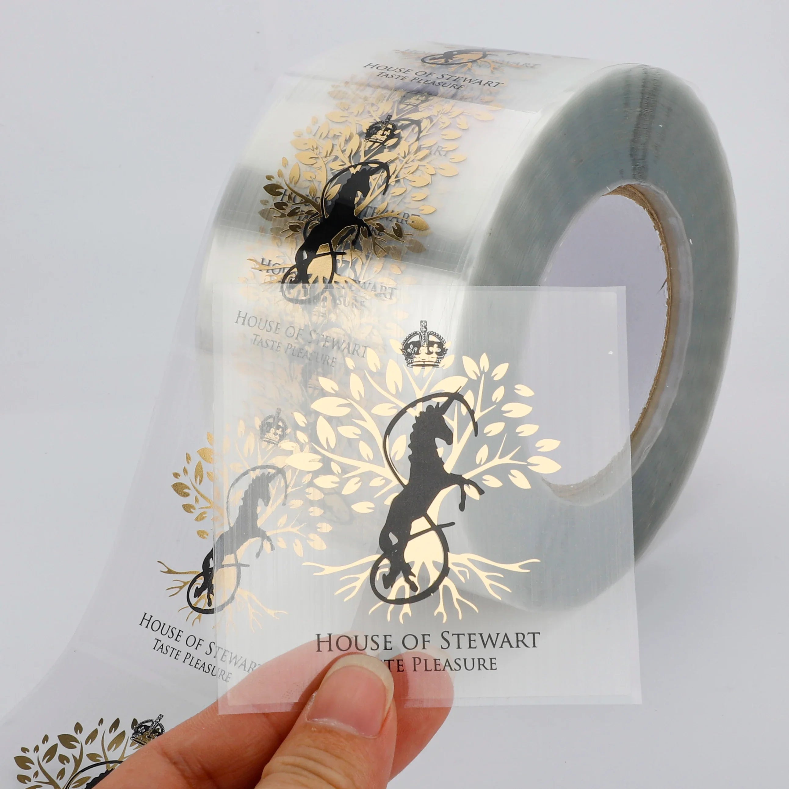 Waterproof Clear Pet Paper Label Stickers Transparent Labels Stickers for Food Container Bottles Packaging Labels Sticker Roll