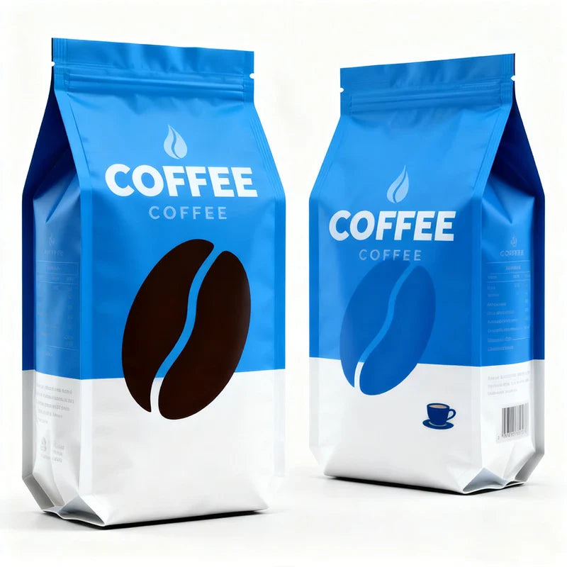 Flat Bottom Coffee Beans Pouches Powder Eight Side Seal Foil PE Composite 350g 5lb Tea Bean Square Zipper Bags With Air Valve