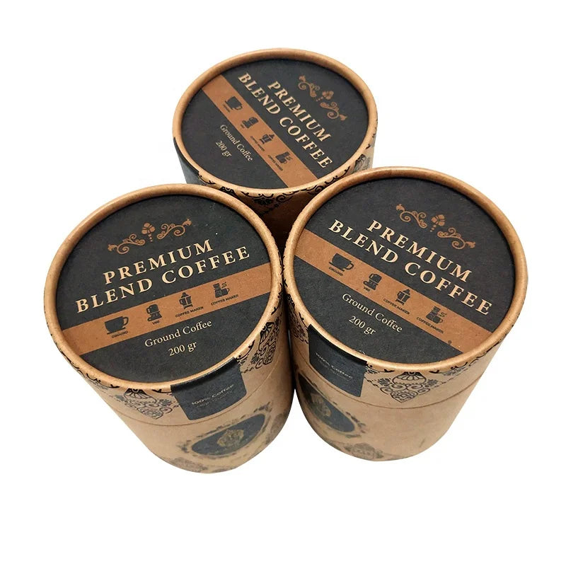 Free Design Empty Foundation Custom Gift Cylinder Paper Tube Round Kraft Paper Coffee Food Tube Packaging