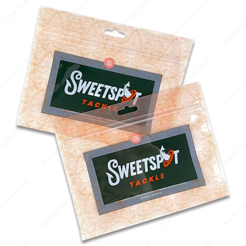 Custom Logo Printed Plastic Soft Fish Lure Packaging Bag With Zipper Glossy Flat Pouch Tackle Bait Three Side Sealed Bag