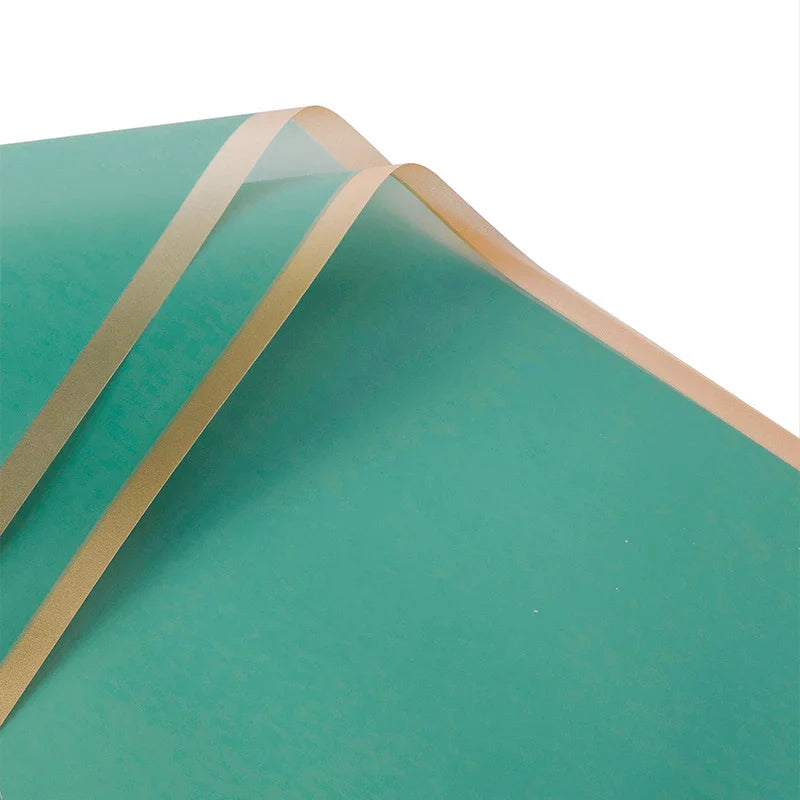 Korean Bouquet Wrapping Paper Flower Phnom Penh Jelly Film Waterproof Translucent Gold Edge Luxury Wrapping Paper for Flowers