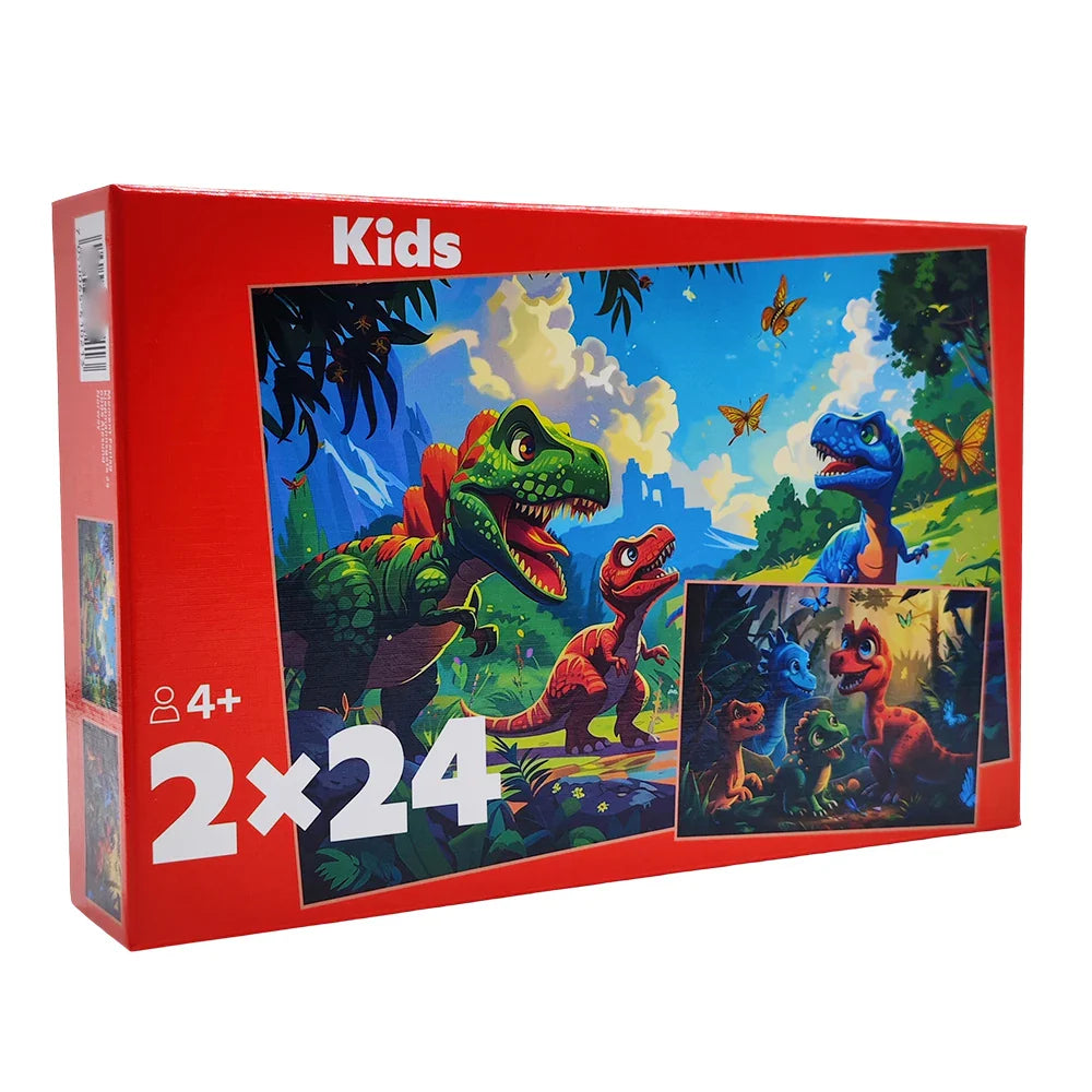 Custom Photo Dinosaur Design 24 Pieces Double-sided Printing Children's Kids Puzzle Toys Games with Box