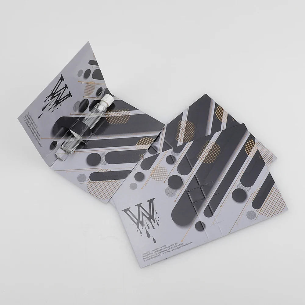 Custom Business Logo Printed Perfume Sample Packaging Card Perfume Tester Cards Spray 1ml 2ml Bottles and Cards for Perfume