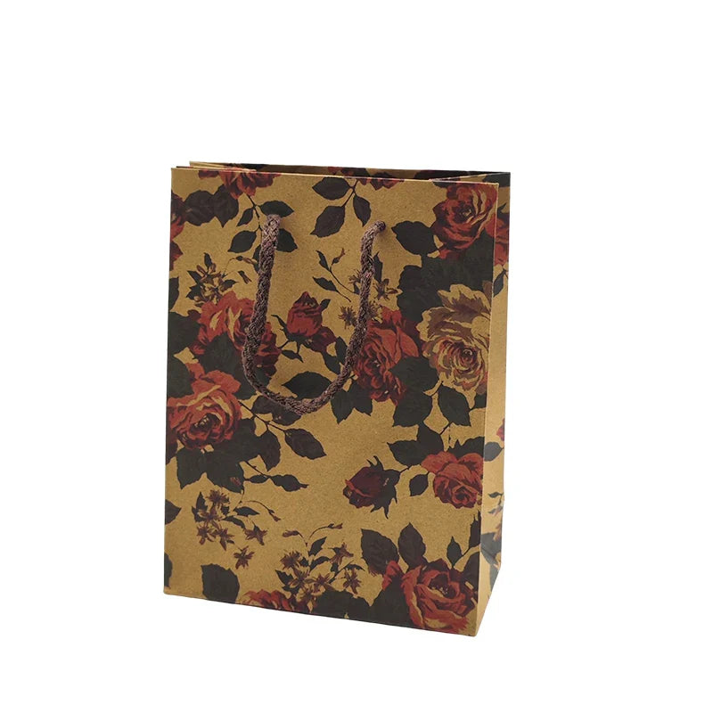 Custom Portable Personalized Craft Shopping Gift Packaging Delivery Coffee Brown Kraft Paper Bag with logo Handle Wholesale