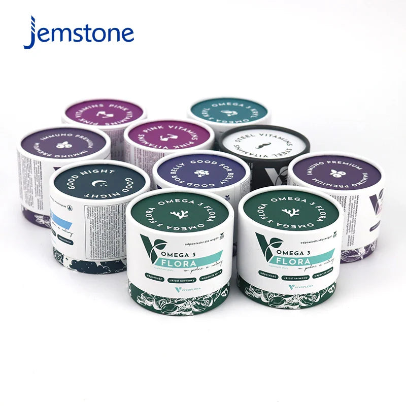 Eco-Friendly Custom logo Round Kraft Collagen Vitamin Paper Tube Candle Cardboard Tube Tea Powder Coffee Bean Cylinder Packaging