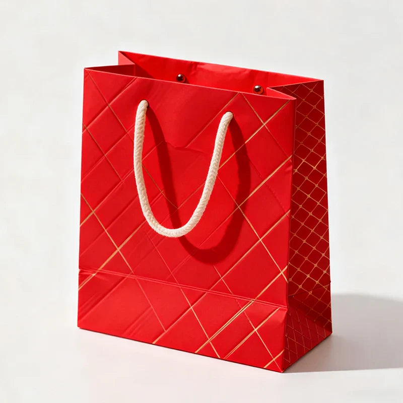 Wholesale De Papel Shopping Art Paper Standing Bags Empty Food Portable Gift Carry Handle Bag