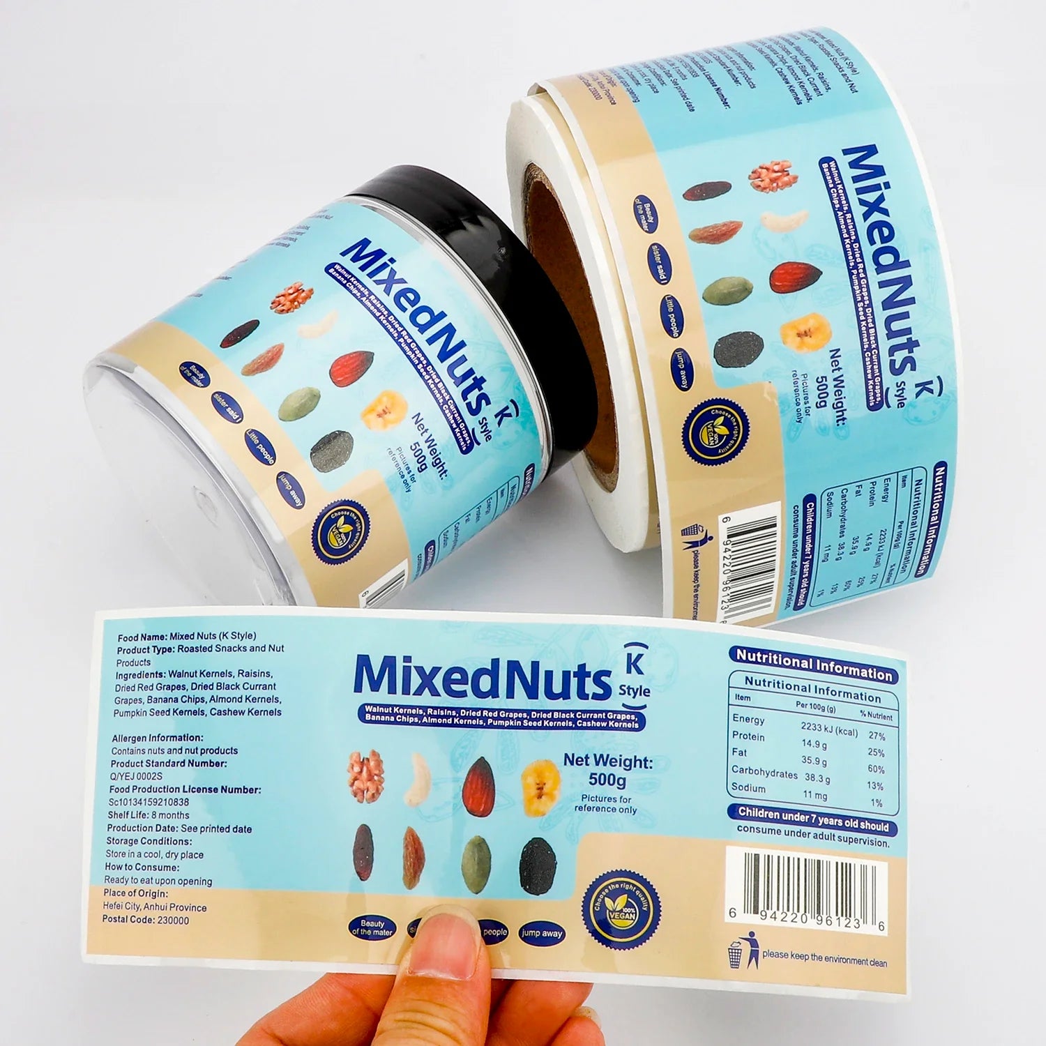 Personalized Logo Food Sticker Printing Self Adhesive Vinyl Round Waterproof Custom Packaging Roll Sticker Label for Bottle