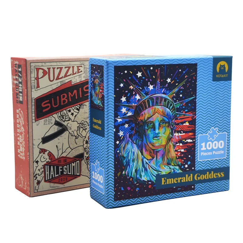 Eco-Friendly Manufacturer Custom Children's Educational Cardboard Paper Coloring Jigsaw Puzzles 1000 Pieces for Adults