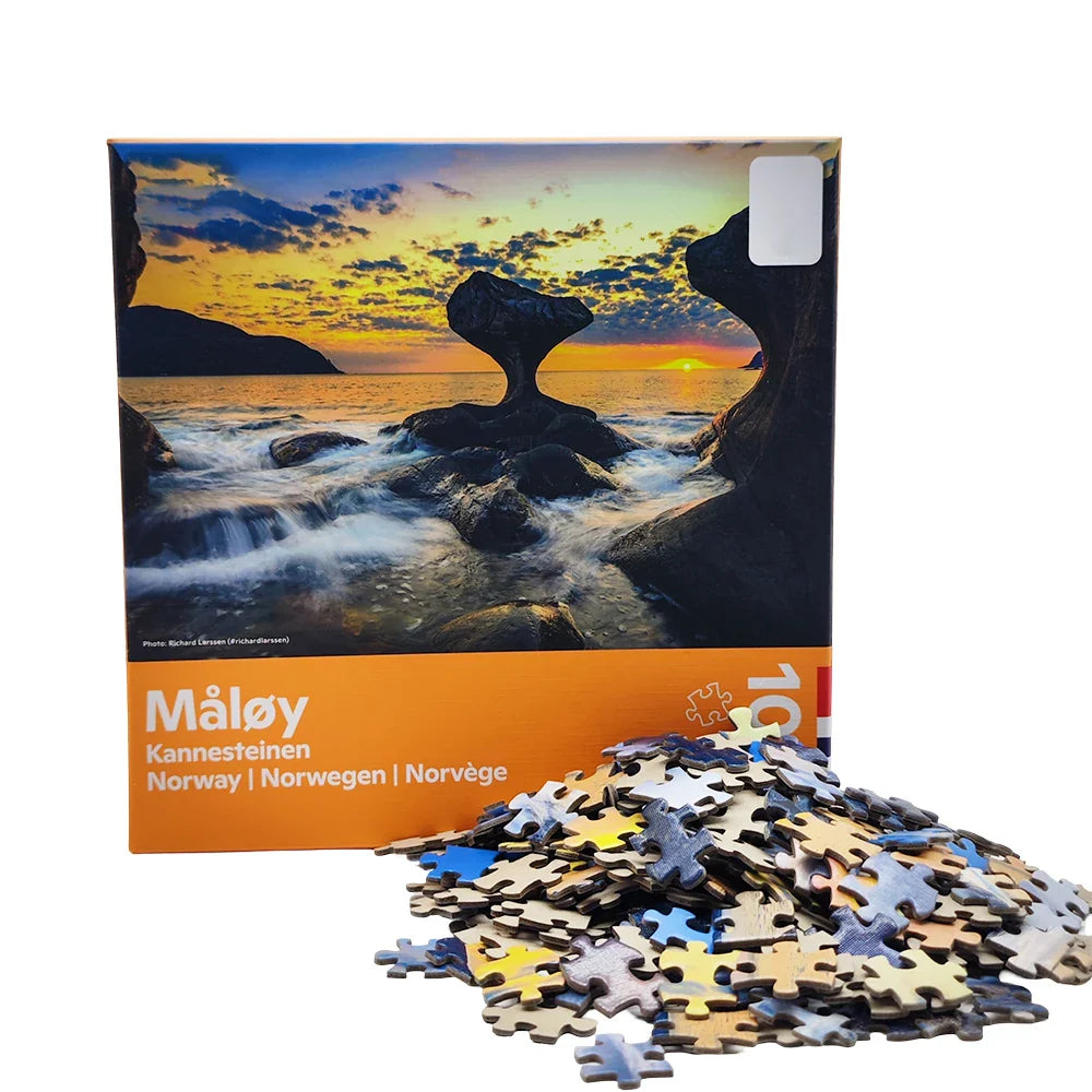 Wholesale Custom Printed Thick Board Kids Educational Adult 1000 Piece Ocean Sunset Maloy Norway Paper Jigsaw Puzzles