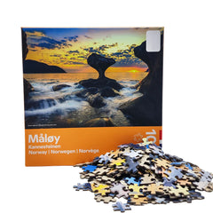 Wholesale Custom Printed Thick Board Kids Educational Adult 1000 Piece Ocean Sunset Maloy Norway Paper Jigsaw Puzzles