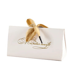 Printed Pink Elegant Brand Logo Luxury Boutique Shopping Paper Bag Custom Logo White Paper Gift Bags With Ribbon
