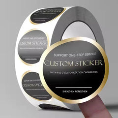 Personalised Customized Roll Waterproof Gold Foil Round Label Printing Custom Business Product Logo Stickers for Packaging Label