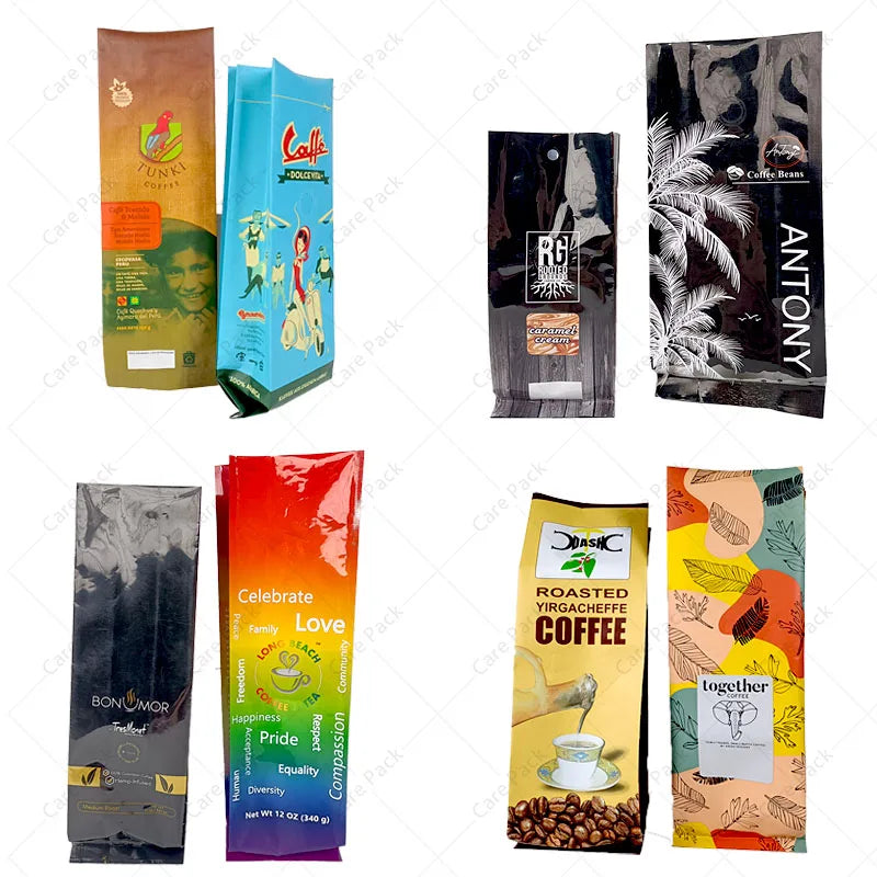 Wholesale Tea Coffee Bean Packaging Bags Bolsa Trilaminada De Cafe Zip Top Heat Sealed 8oz 12oz 16oz 1KG Mylar Foil Pouches