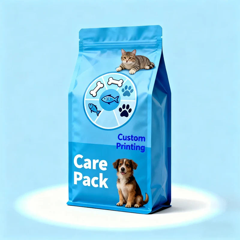 Wholesale Animal Feed Bags Large Capacity Cat Litter Flat Bottom Dog Pet Dry Food Bag With Zipper